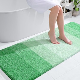 OLANLY OLANLY Bathroom Runner Rugs 59x24, Extra Soft Absorbent Microfiber Bath Rugs, Rubber Backing, Quick Dry, Machine Washable Bath Mats for Bathroom Floor, Tub and Shower, Home Decor Accessories, Green