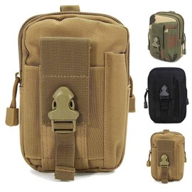 ZhaoCo Multi-Purpose Poly Tool Holder, Tactical Molle EDC Pouch Utility Gadget Belt Waist Bag with Cell Phone Holster for Sports Hiking Camping - Khaki