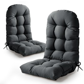 Lucresta Adirondack Chair Cushion, High Back Patio Cushions with Adjustable Ties, 48.8 x 20.4 x 4.3, Waterproof Tufted Pillow, Fade Resistant Seat Rocking Chair Cushion for Indoor/Outdoor, Dark Gray,2