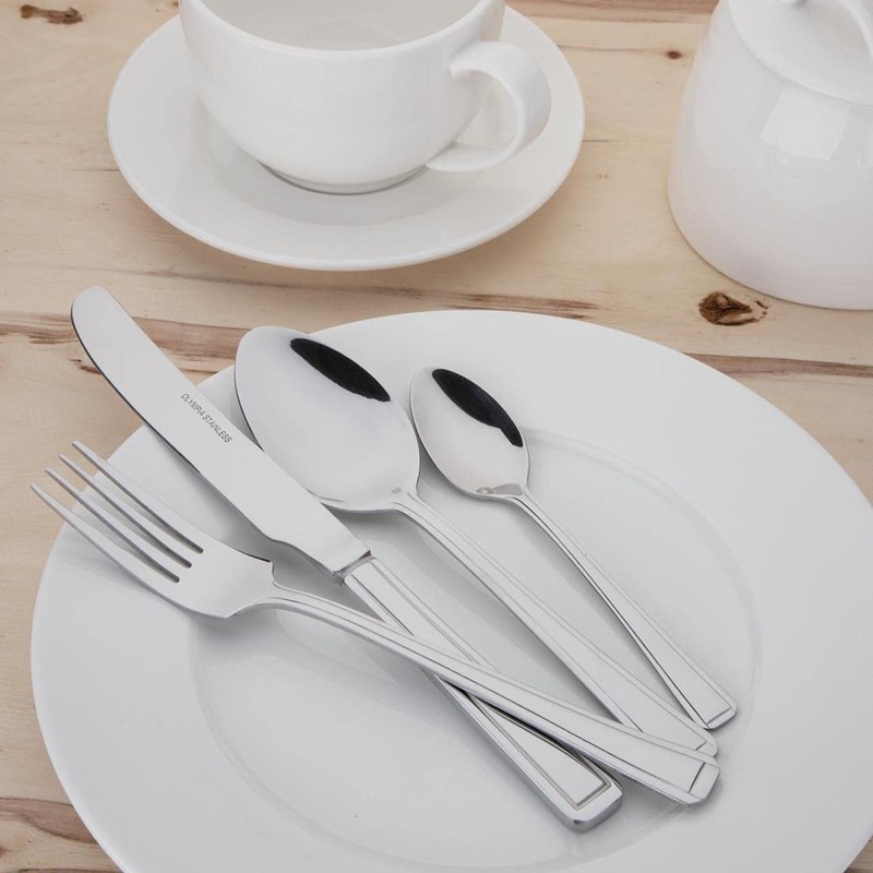 Olympia Harley Stainless Steel Table Forks (Pack of 12), Silver,