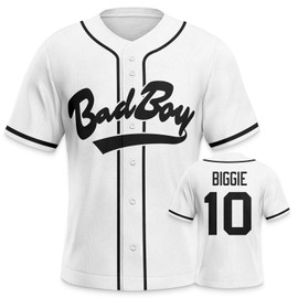 Men's Bad Boy #10 Baseball Jersey 90s Vintage Hip Hop Clothing Unisex Short Sleeve Shirts Gift for Fans Party