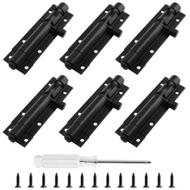 Biaungdo 6 Pcs Slide Bolt Latch Lock, 3 Inch Small Barrel Bolt Door Security Slide Latch Lock Aluminum Alloy Gate Sliding Lock Door Latch with Screws & Screw Driver(Black)