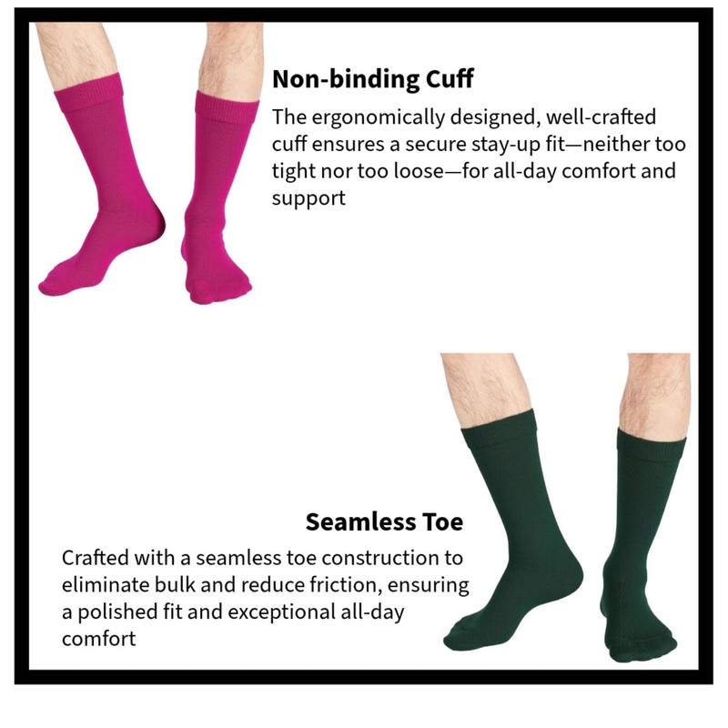 COUVER - Calcetines de vestir unisex de algodón liso liso,