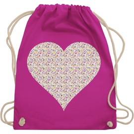 Shirtracer - Vintage clothes, retro decoration, heart flowers, colourful, gym bag and fabric bag made of cotton, 2 Fuchsia, Einheitsgröße