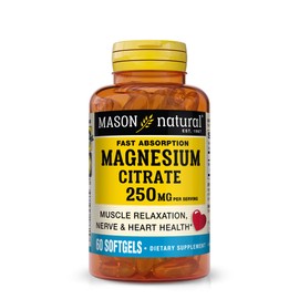 Mason Natural Magnesium Citrate 250 mg, Fast Absorption Softgels, 30 Day Supply