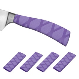 PATIKIL Cutting Knife Handle Heat Shrink Sleeve 1.2x4.9", 4 Pack Chef Cutter Non Slip Wrap for Kitchen Knife Management, Purple x Pattern