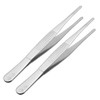 sourcingmap 2 Pcs Stainless Steel Straight Blunt Tweezers Serrated Tip,