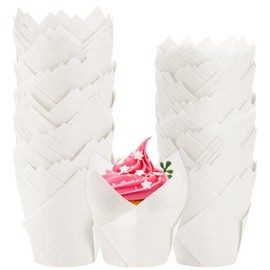 BTSD-home Pack of 200 White Cupcake Liners Muffin Liners for Baking Greaseproof Cupcake Wrapper Standard Size Perfect for Parties Wedding Homemade Cupcakes and Bakery