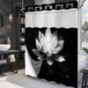 DLTAY Black and Grey Hookless Shower Curtain with Snap in