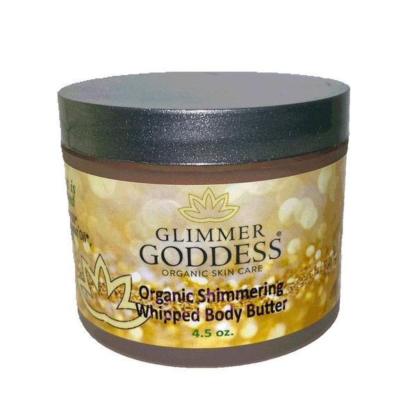 Organic SUPER Gold Shimmer Whipped Body Butter – Super Sparkle – Chemical Free Shimmering Moisturizer - Glimmer Goddess