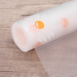 HARFINGTON Shelf Liner 11.8" x 16.4ft EVA Non-Slip Drawer Mats Waterproof Flower Texture Liner for Kitchen Cabinets Cupboard Refrigerator Shelves, Clear