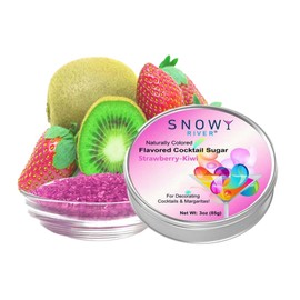 Snowy River Naturally Flavored Cocktail Sugar (1x3oz tin) - All-Natural Rimming Sugar for Stunning Drinks – Vibrant Colors – Perfect for Cocktails, Mocktails, Baking & Desserts (Strawberry-Kiwi)