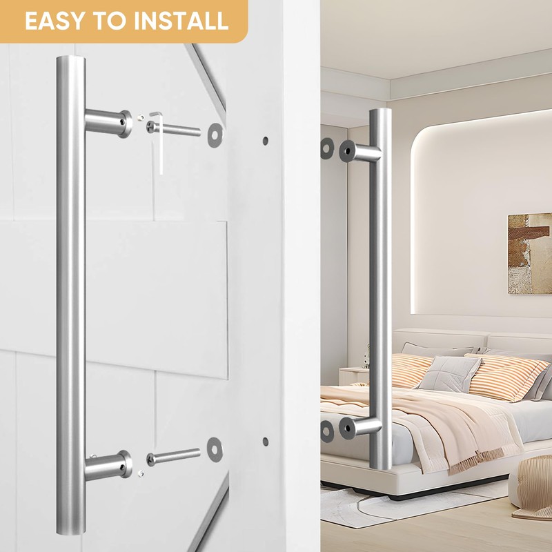 JUBEST 16" Push Pull Door Handle, Stainless Steel Double Sided