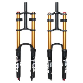 ZTZ 26/27.5/29 inch Mountain Bike Air Suspension Fork,Rebound Adjustment,180mm Travel,QR 9x100mm, 1-1/8 Straight Steerer, Ultralight Double Shoulder Design Front Fork for XC/AM MTB (Gold, 27.5 inch)