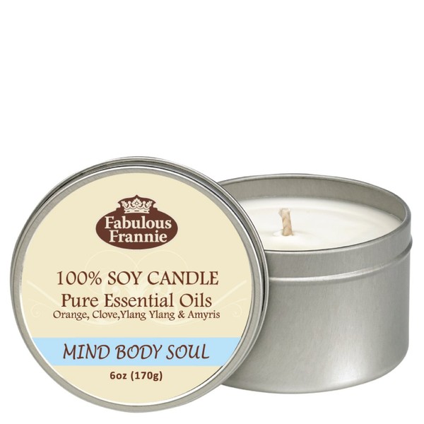 Fabulous Frannie Mind Body Soul 100% Pure & Natural Soy Candle 6 oz
