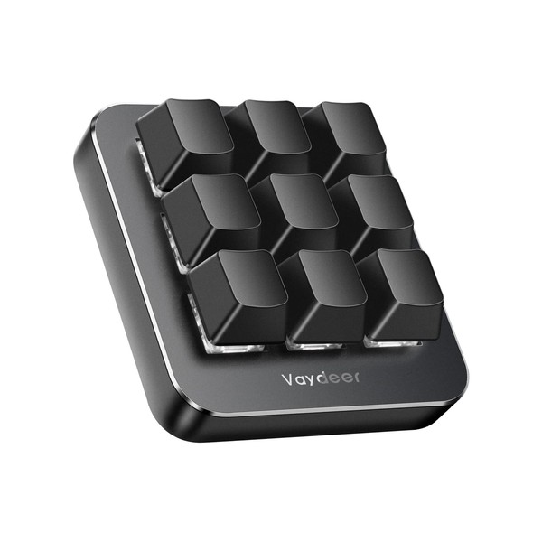 Vaydeer Programmable Keyboard 9 Keys Shortcut Keyboard Gaming One Hand