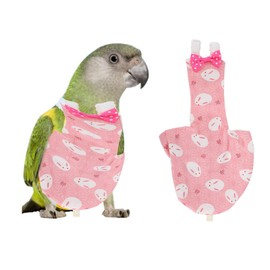 Cikonielf Bird Nappy Parrot Cloth Nappies Washable Breathable Parrot Nappies Bird Flying Costume for Birds Budgies Cockatiels (L-Pink)