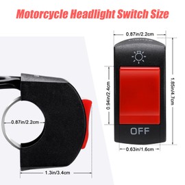 Frienda 3 Pieces Motorcycle Headlight Switch Handlebar Toggle Switch 7/8 Inch 22 mm 12v on Off Push Button for U5 U7 U2 Motorcycles Scooter Electromobile(Red)