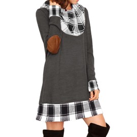 Alaster Queen Women's Long Sleeve Fall Dresses 2024 Trendy Casual Winter Sweater Tunic Dress Cute Black White Short Dress for Women