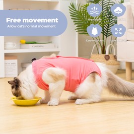 Avont Cat Recovery Suit–Soft Post-Surgery Onesie, Breathable Cone-of-Shame Alternative for Spayed Females Cat, Skin Wound Care -Rosepink(M)