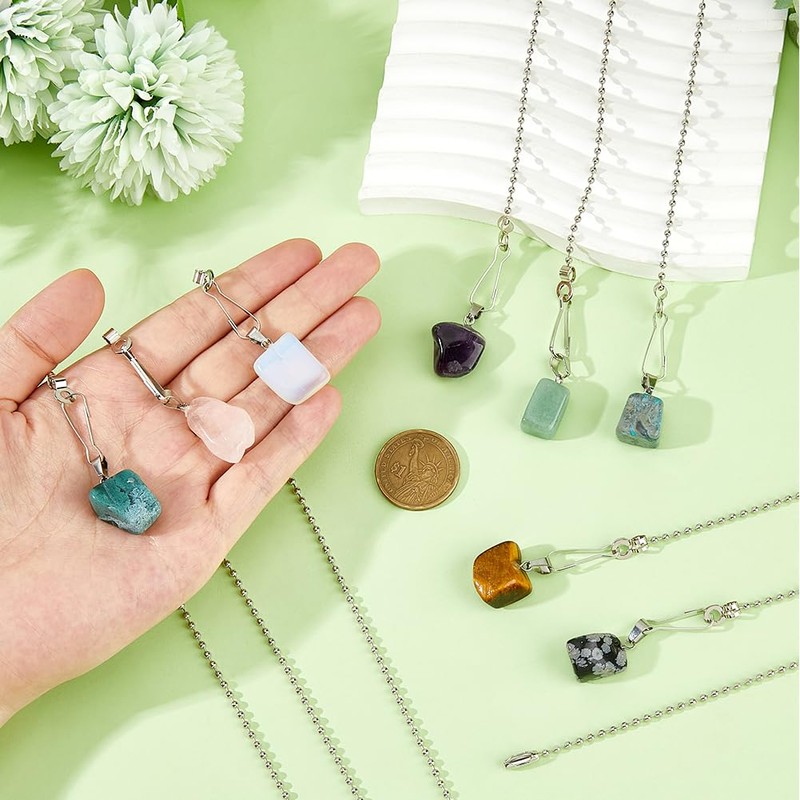 DICOSMETIC 8Pcs Natural Gemstone Ceiling Fan Pull Chains Extension 17