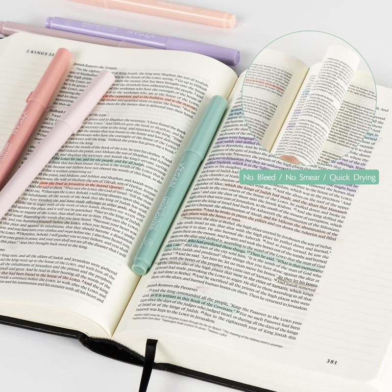 YISAN Pastel Highlighters,Soft Chisel Tip Bible Highlighter Pens No Bleed