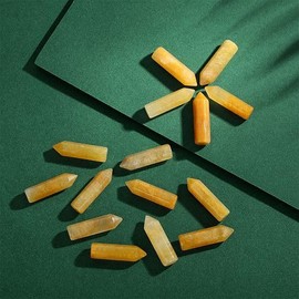 YATOJUZI 20PCS Yellow Aventurine Natural Healing Crystals Stones Sets Polished Tumbled Pocket Gemstones Bulk Wholesale Hexagonal Points Reiki Energy Balancing Chakra Meditation Therapy Desk Decor Gift