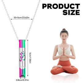 Breathing Necklace, Anxiety Relief Whistle Necklace Portable, Calm Carry for Anxiety Stainless Steel Necklaces, Deep Breathing Exercises Necklaces for Men Women Meditation Stress Relief, Colorful