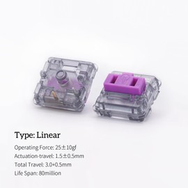 Kailh PG1350 Choc V1 25Pcs Linear Mechanical Keyboard Switches,Low Profile Switch,5-Pin Kailh Chocolate Gaming Keyboard Switch Compatible RGB/SMD/LED,Purple