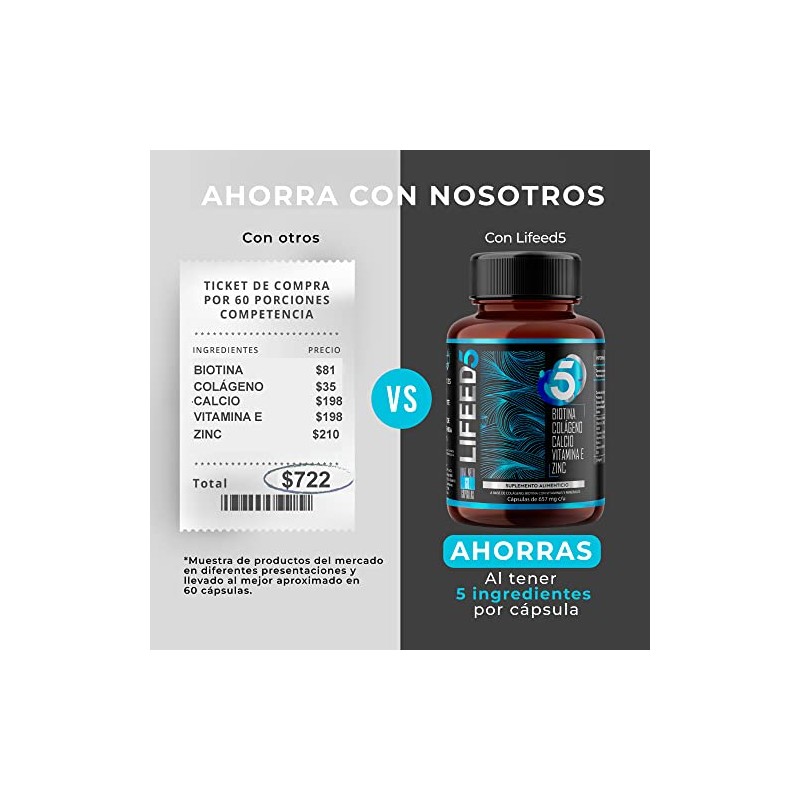 LIFEED5 Vitaminas para el Cabello Hombre | 60 cápsulas |