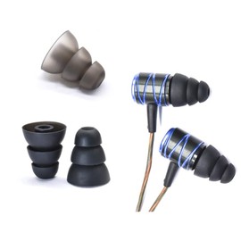 BLUEWALL Triple Flange Ear Tips Replacement Eartips Earbuds Gel Cushion for in-Ear Headphones, Fit Most Sony Senso TOZO JBL Earbuds with 3.8mm Connect Hole, Noise Isolation, S/M/L Size 9 Pairs, Black