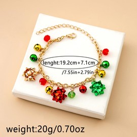 Izpack Christmas Bow Jingle Bells Bracelet for Women Tinkle Bell Chain Adjustable Link Charm Bracelets Fashion Festive Holiday Jewelry Gifts Xmas