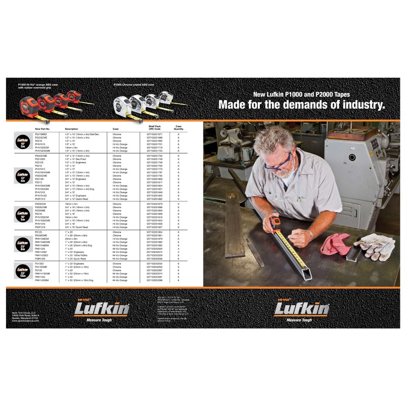 Lufkin PHV1425 Power Return Tape, 1-Inch by 25-Feet, Hi-Viz Orange