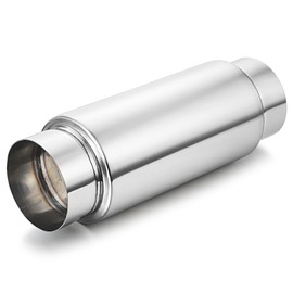 LCGP 4" Inlet Universal Resonator,4" Outlet 13.77" Overall Length Stainless Steel High Performance Muffler, Polished, Pass-Thru Design