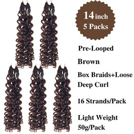 Brown Boho Braids Crochet Hair for Black Women Micro Box Braids Crochet Hair Extensions Pre looped Goddess Knotless Loose Deep Wave Curl