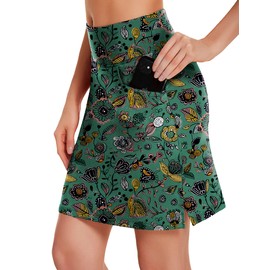 COOrun Skorts Skirts for Women Knee Length Golf Skirt with Shorts Underneath Athletic Skort with Pockets, Gypsophila L