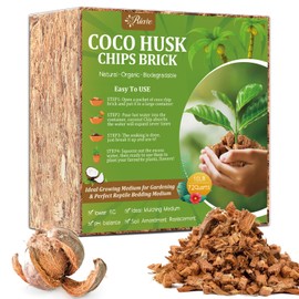 Riare 10LBS Coco Chips Substrate for Plants- 100% Organic Coconut Husk Chips with Low EC and pH Balanced, High Expansion Coconut Substrate Coco Husk Mulch for Garden Flowers, Herbs, Planting