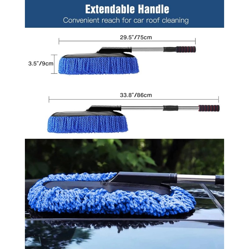 Car Duster Exterior Scratch Free Microfiber Car Cleaning Brush, Extendable