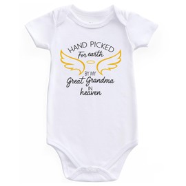 KEDFQV hand picked for earth by my Great grandma in heaven baby clothes great grandma baby pregnancy announcement white 3-6 months