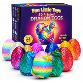 Paquete de 12 juguetes de dragón impresos en 3D, dragones articulados flexibles en huevos sorpresa, juguetes de escritorio coleccionables, recuerdos de fiesta y premios de aula para niños