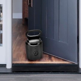 CRAFTSMAN ROAD Cast Iron Door Stop Decorative, Weighted Heavy Door Weight 7lb Antique Free Standing 7' x 4' Non Slip with Handle (Black)