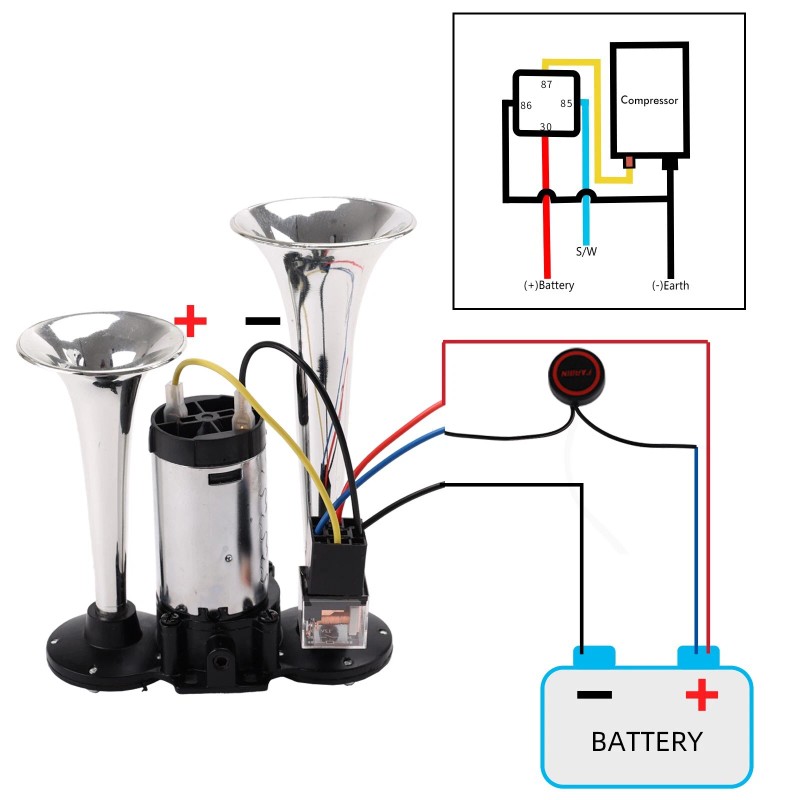 FARBIN 12V Car Horn Super Loud Double Pipe Air Horn