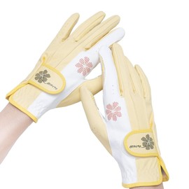 PREMINNO Golf Gloves Women's Two-Handed Fit, Durable, Designable (19 (16.5cm-17.0cm), Yellow)