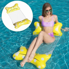 Inflatable Water Hammock, Water Hammock Air Mattress Pool, 4-in-1 Water Hammock Lounge Chair Pool, Pool Inflatable Air Mattress Water Hammock for Adults and Children (Yellow-1)