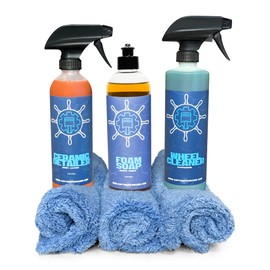 Captain's Car Care Exterior Cleaning Trio, Foam Soap, Ultra HD Wheel Cleaner, 6 Month Ceramic Protection Spray, 3-Step Car Care System, Premium Scented Formulas, for Cleaning and Protection.