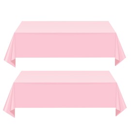 yayafunfun 2Pcs Plastic Pink Table Cloths Party, 137x274cm Pink Party Supplies Decorations Large Rectangular Plastic Table Cloth Table Cover for Picnic,Dining,Baby Shower,Girls Birthday Tablecloths