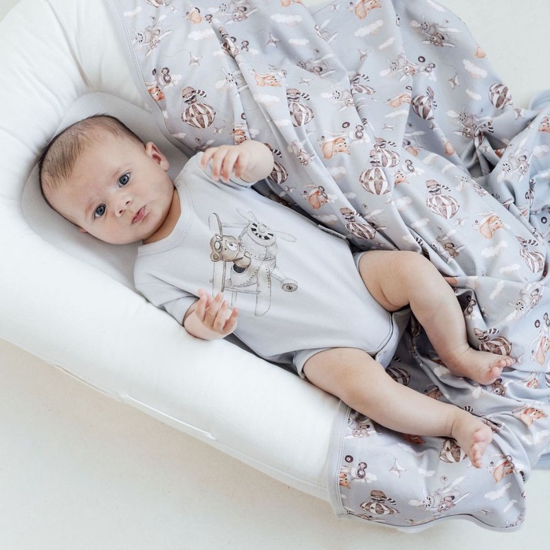 Aster & Oak Flying Oli Bear Print Onesie, 000 (0