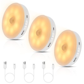 Okerich Improved LED Rechargeable Motion Sensor Light Indoor, Long-Lasting Battery, Closet Lights Motion Sensored, Motion Sensor Night Light, Puck Lights for Closet, Cabinet, Kitchen