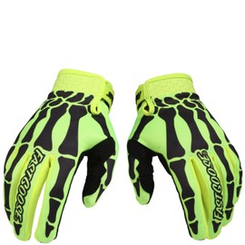 EXCEREY Skeleton Cool Motorcycle Bicycle Full Finger Off-Road Racing Gloves Outdoor Sports for Men Women & Mountaineering (Fluorescent Green, S)