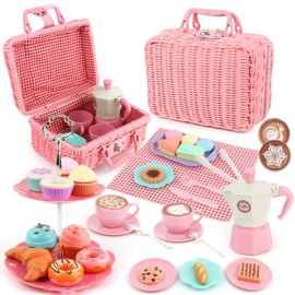 Viwulute Afternoon Tea Toys Set Pretend Play Food Toys for Toddler Girls, Party Tea Playset Toy Gifts for 3 4 5 6 Year Old Girl Boy Kids Toddlers